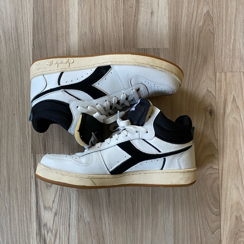 Diadora White and Black Retro Sneakers